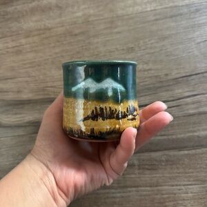 Handcrafted Ceramic Art Pot - Green and Brown made in Montana western cowgirl